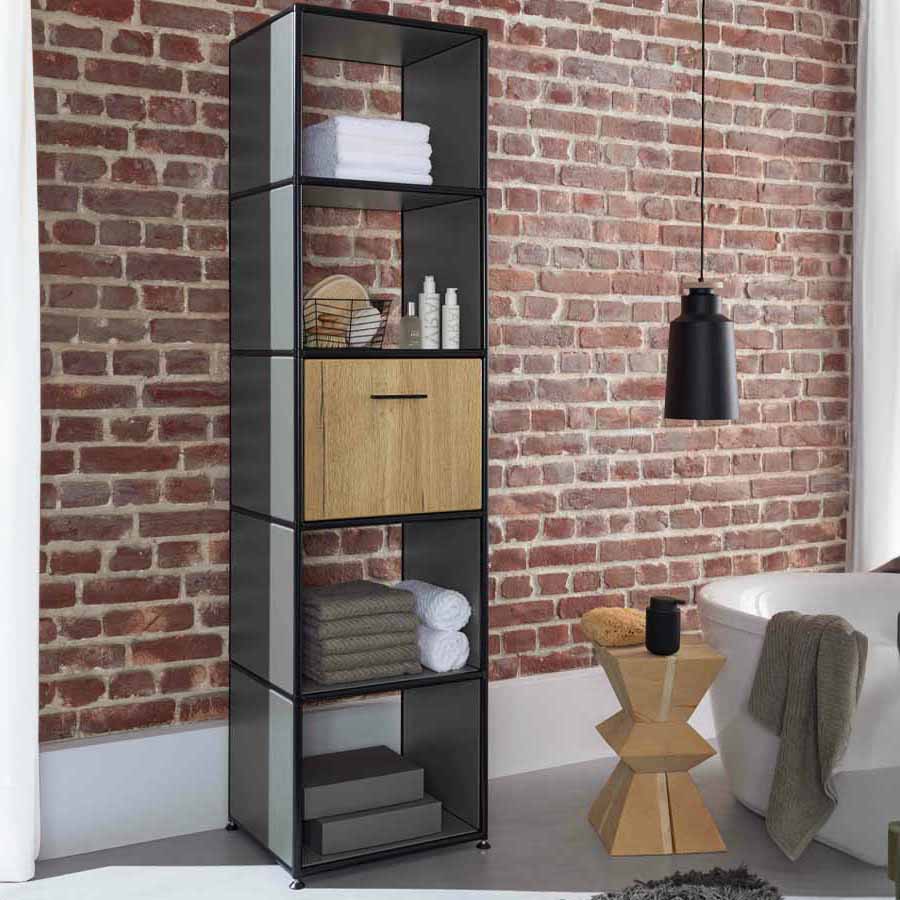 Bosse Solutions Schrank | Basaltgrau | Eiche halifax | Klappe | Black Edition
