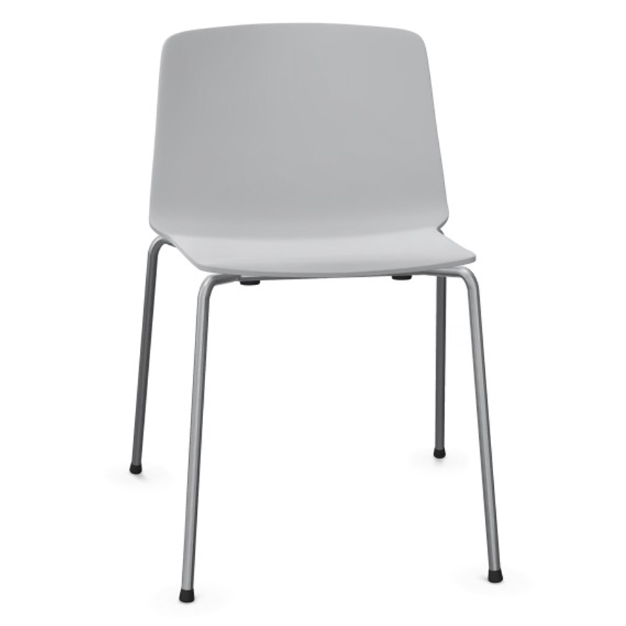 Kristalia RAMA Stuhl mit Vierfußgestell hellgrau | Front