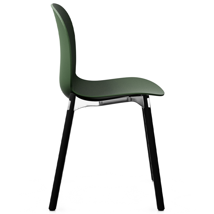 Profim Noor 6050 Sitzschale Forest, Gestell Aluminium poliert, Holzgestell Esche gebeizt schwarz