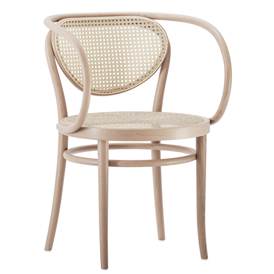 THONET 210 R Bugholzarmlehnenstuhl Buche natur mit Rohrgeflecht