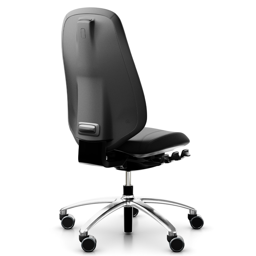 RH Mereo 300 black hohe Rückenlehne - Fußkreuz poliert - Rückansicht