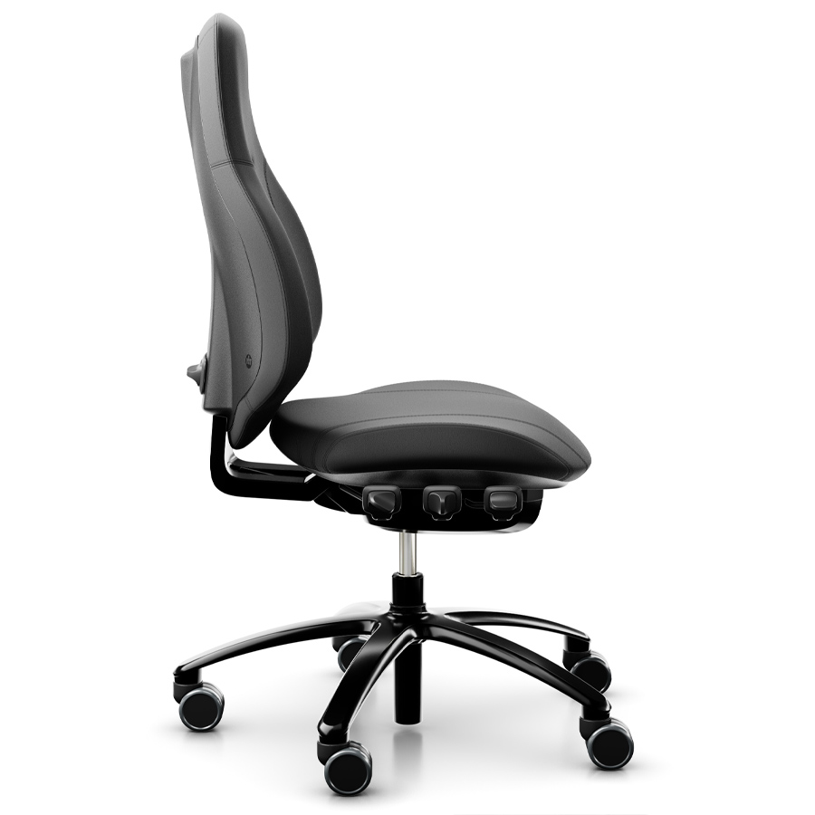 RH Mereo 220 mit hoher Rückenlehne - Leder schwarz - Seitenansicht