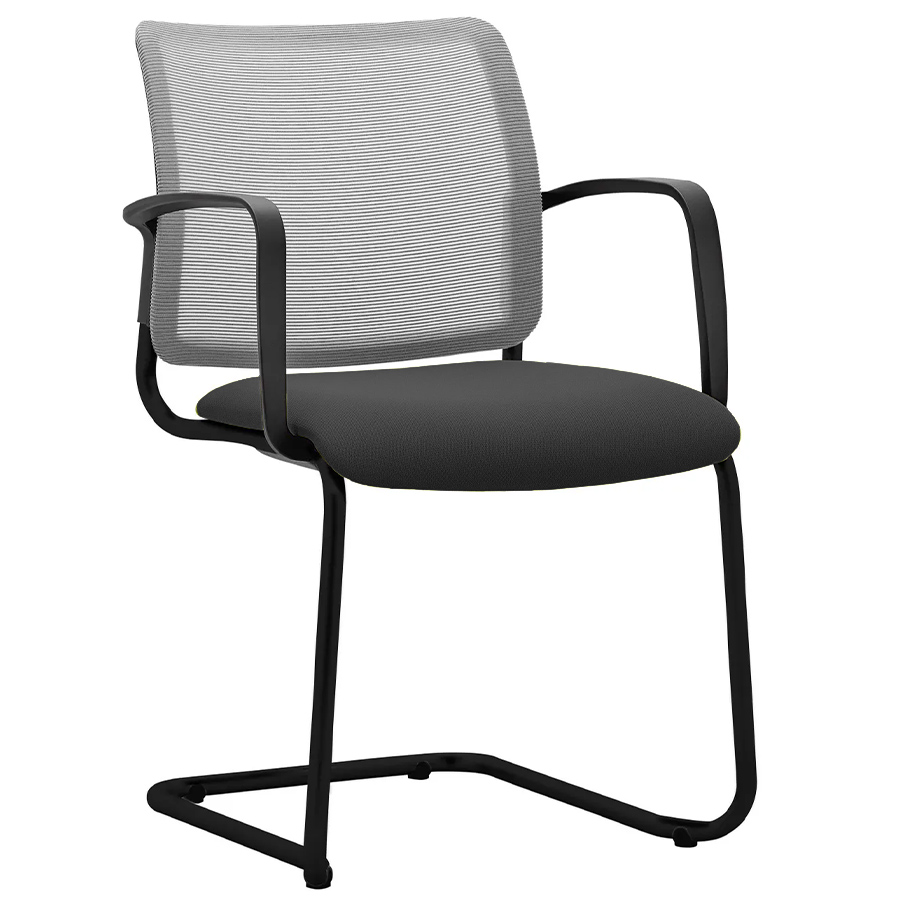 Rim Net Konferenzstuhl Freischwinger Gestell schwarz mit Armlehnen