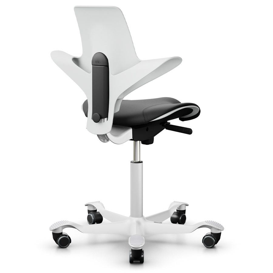 HAG CAPISCO PULS 8020 Sitzfläche Leder schwarz - Sitzschale u. Gestell weiß