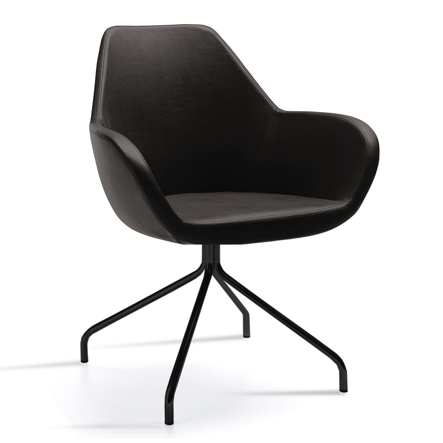 Profim Fan mit Spinnenfuß schwarz mit Leder schwarz