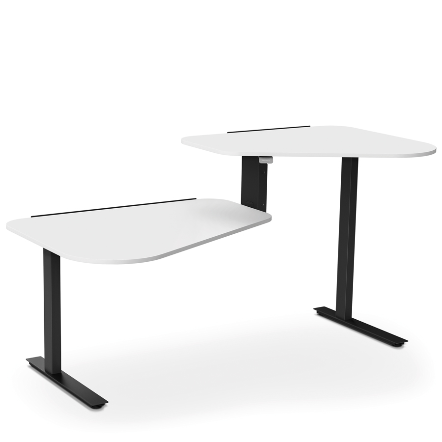 Aeris Active Office Desk - Gestell schwarz - Stehposition rechts - Platte weiß - Kante weiß