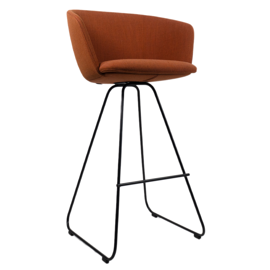 lapalma GLOVE Barhocker gepolstert mit Kufengestell | Bezug Canvas rostrot | Gestell schwarz