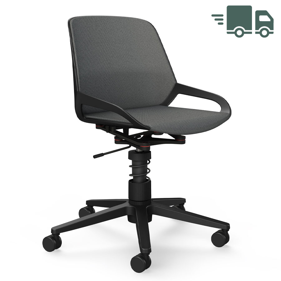 Aeris Numo Task mit Federbein schwarz - Fußkreuz mit Rollen - Sitz- u. Rückenpolster Cura grau melange