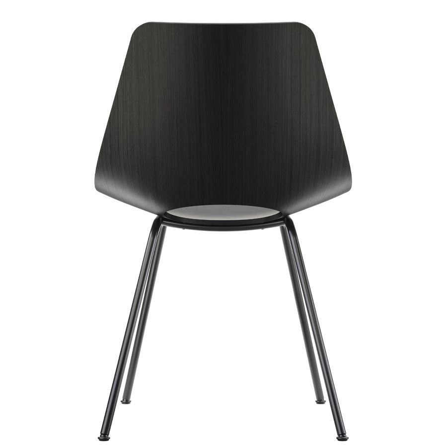 THONET S 661 Stahlrohrstuhl Edelholz Eiche schwarz - Gestell schwarz - Rückansicht