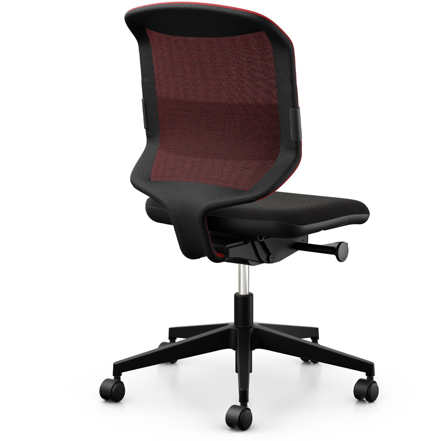 Giroflex 434-3019 rot mit Lordosepolster und Kunststoff-Fußkreuz - Rückansicht