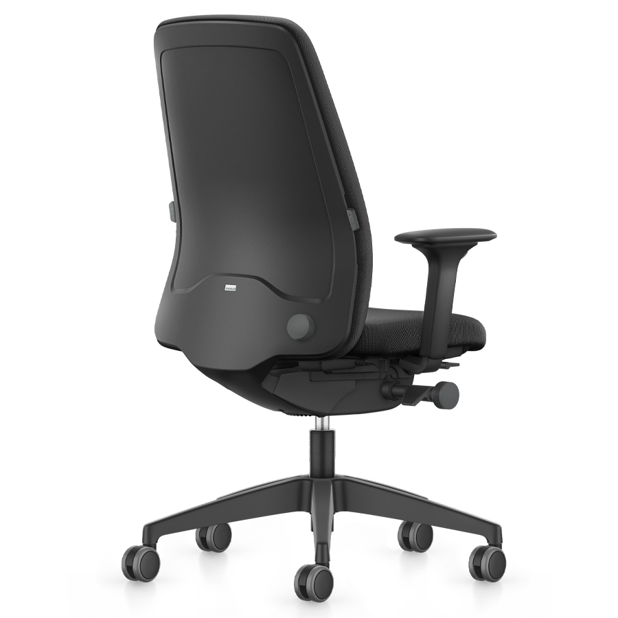 Interstuhl EVERYis1 (EV111) Bürostuhl Polsterrücken schwarz - seitliche Rückansicht
