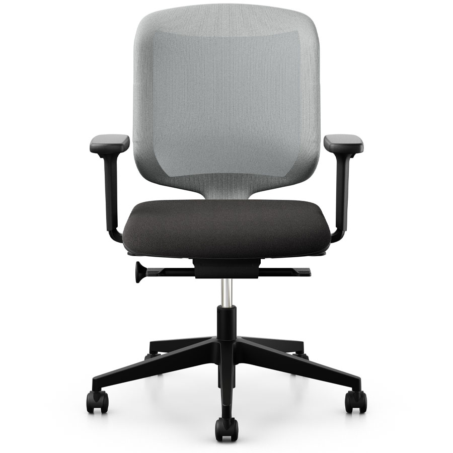 Giroflex 434-3019 steingrau mit Armlehnen und Kunststoff-Fußkreuz - Frontansicht