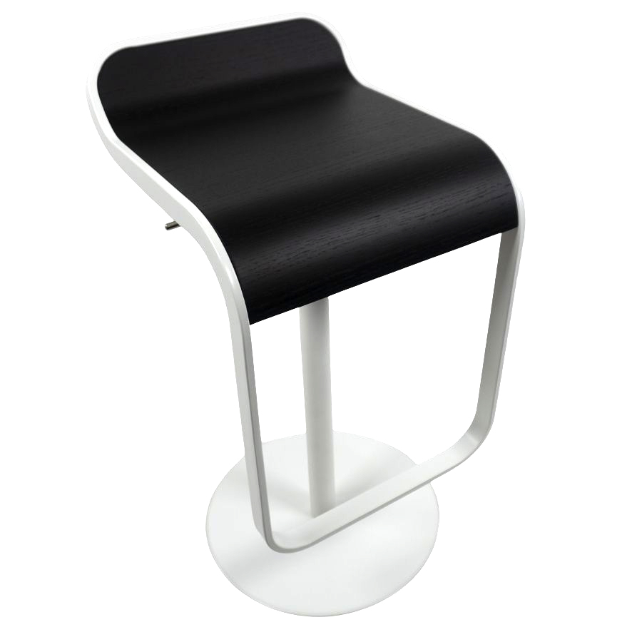 Lapalma LEM Barhocker - Gestell weiß - Gasfeder chrom - Sitz Holz schwarz offenporig