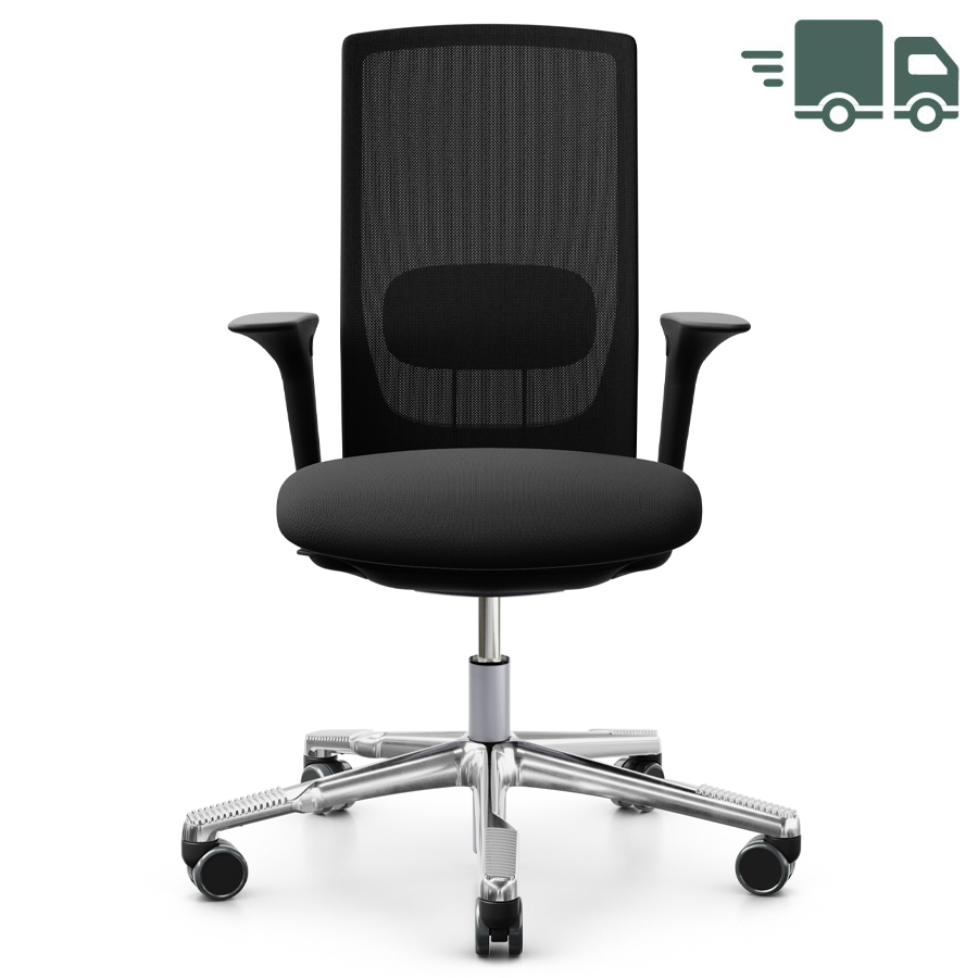 HAG Futu mesh | Bezug FutuKnit solid schwarz | Fußkreuz poliert