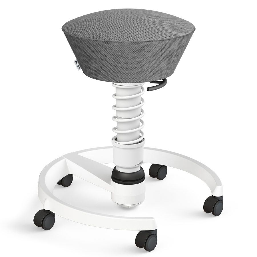 Aeris Swopper Air Mesh-Gewebe Runner grau mit Rollen - Gestell/Feder weiß