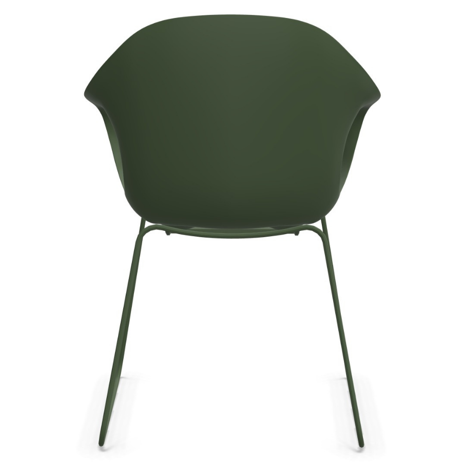 Kristalia ELEPHANT Stuhl olivgrün mit Kufengestell olivgrün - Rückansicht