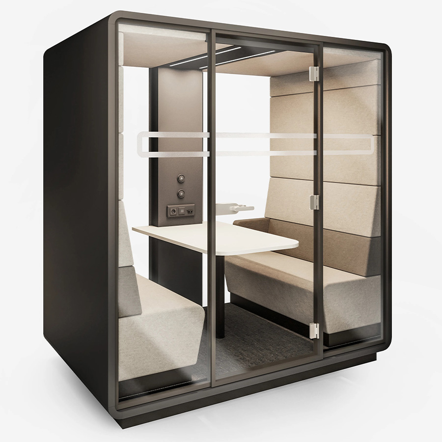 Hushoffice Hushmeet Akustikbox konfigurierbar in Wool Biscuit und Dust