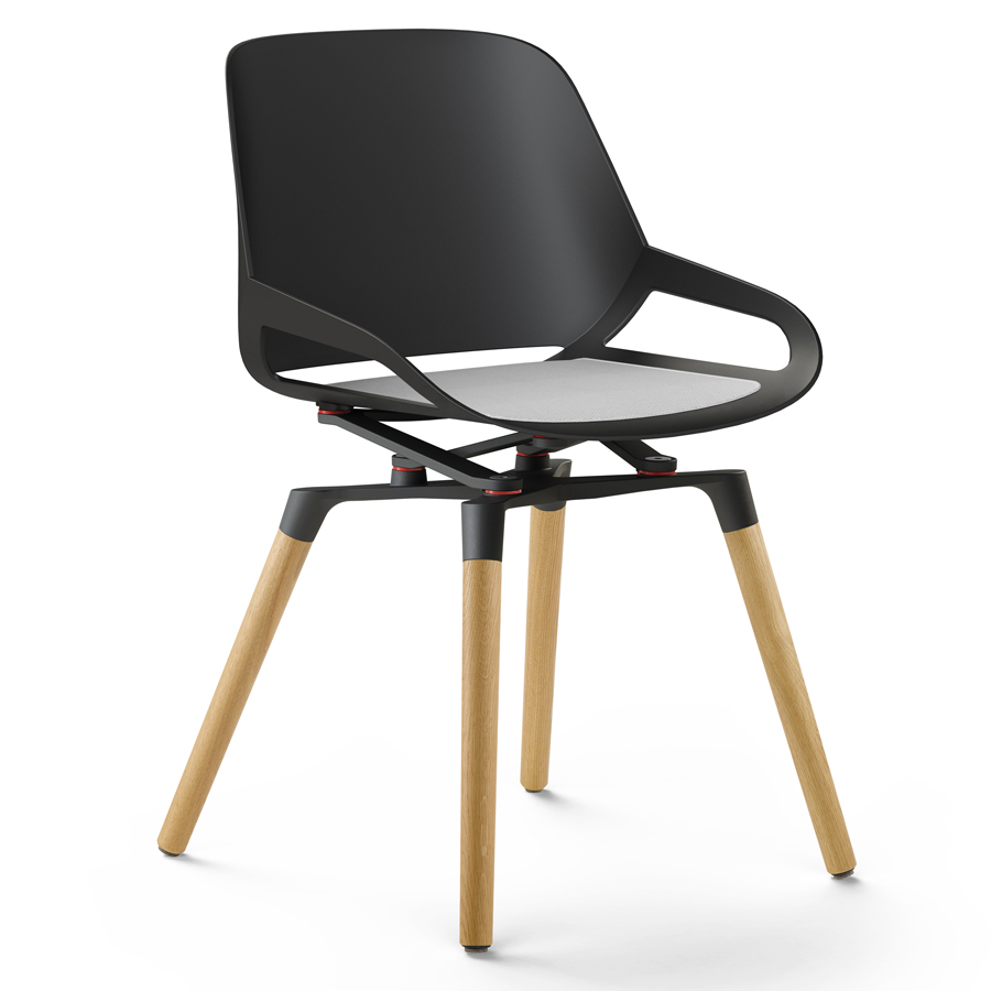 Aeris Numo Holzgestell - Sitzschale u. Kinematik schwarz - Sitzkissen grau