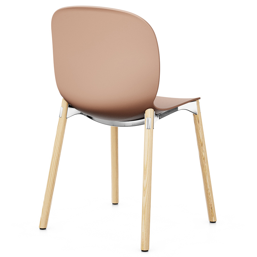 Profim Noor 6050 Sitzschale Rose, Gestell Aluminium poliert, Holzgestell Esche gebeizt natur