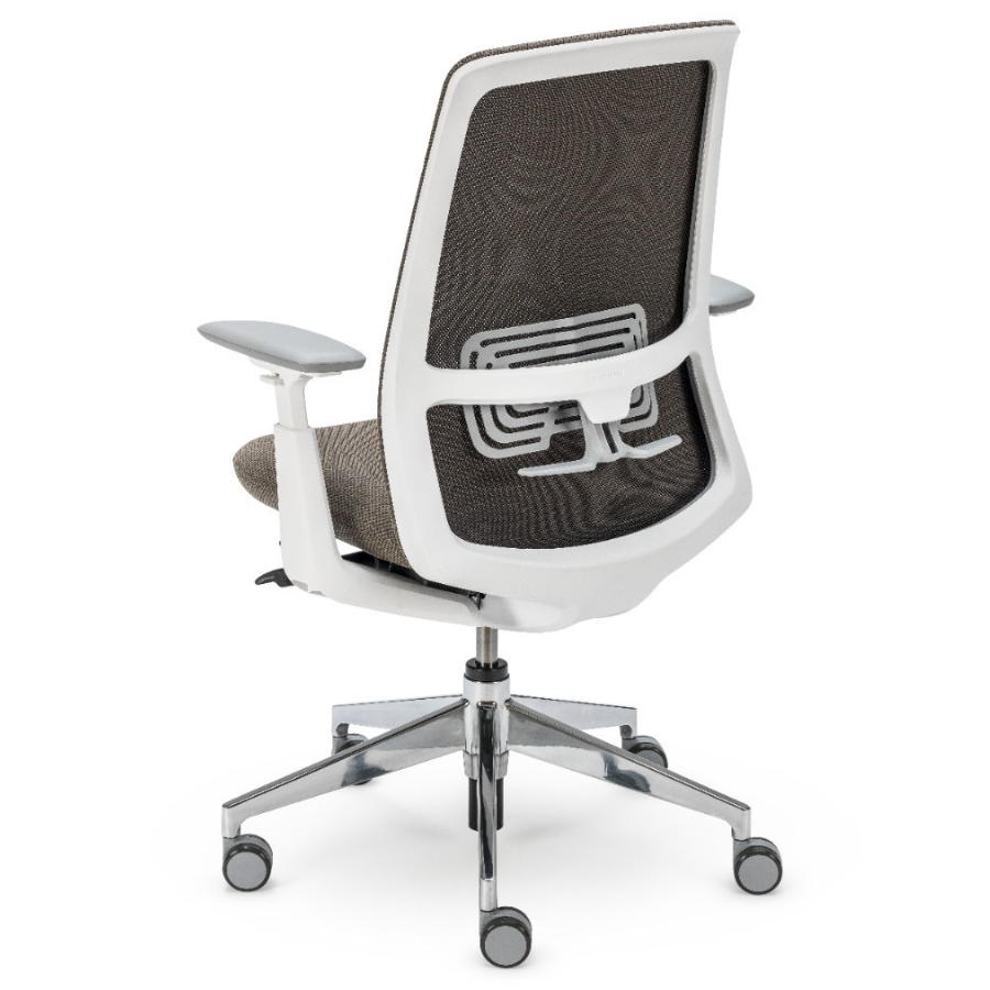 HAWORT Soji Bürodrehstuhl braun mit Netzrücken - Rückansicht