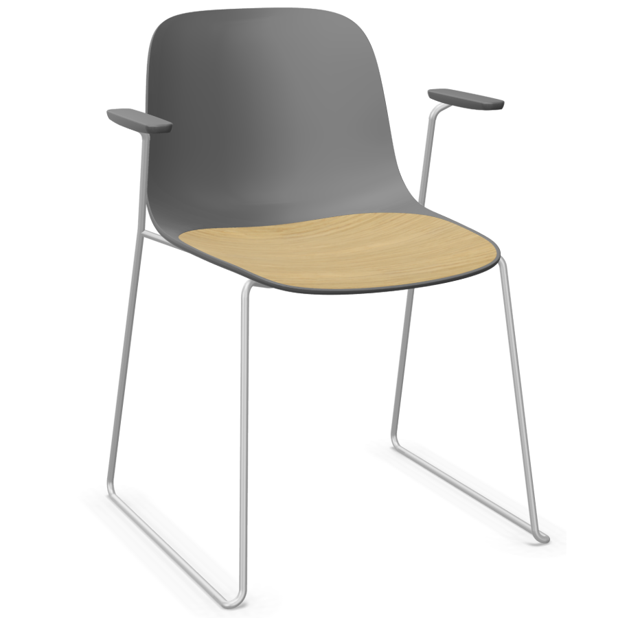 Lapalma SEELA S310 grau mit Eichensitzfläche mit Armlehnen