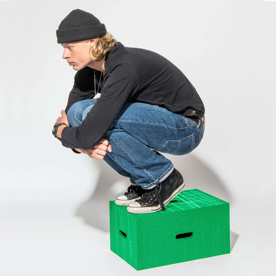 wp Xbrick Sitzwürfel Hocker multifunktionaler Baustein neongrün - Beispielbild