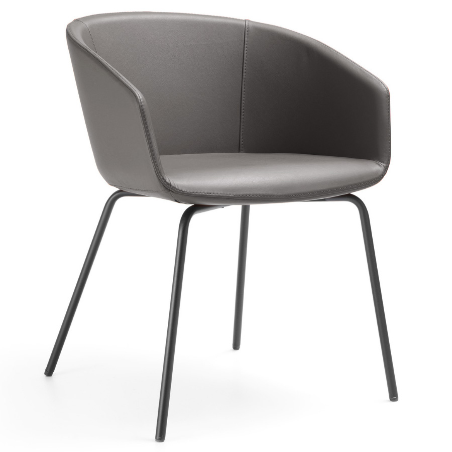 Bejot oxco small OX S 215 Konferenzstuhl Vierfußstuhl Leder grau