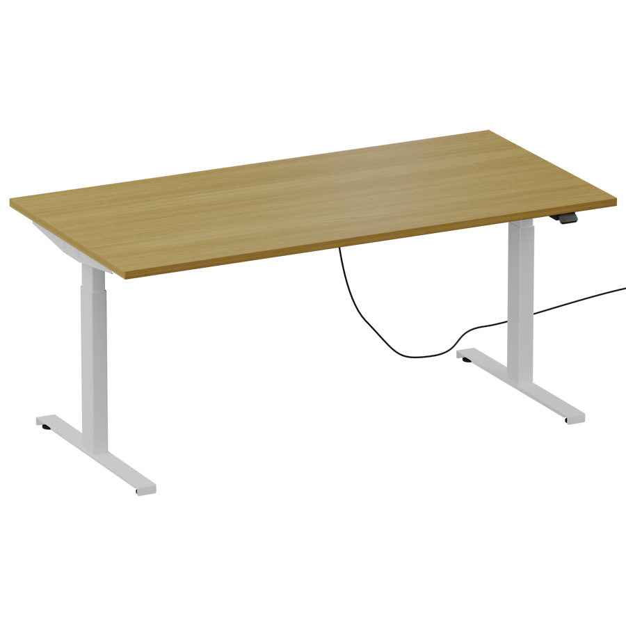 Schreibtisch NewWORK elektrisch höhenverstellbar  - Platte Eiche Natur