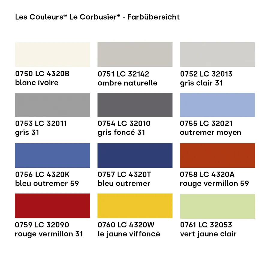 Bosse Le Corbusier Farbübersicht