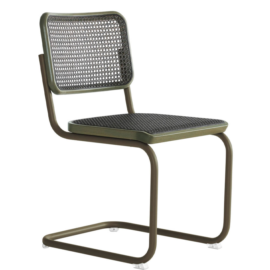 THONET S 32 V Dark Melange graugrün | Stahlrohr-Freischwinger | Gestell graugrün