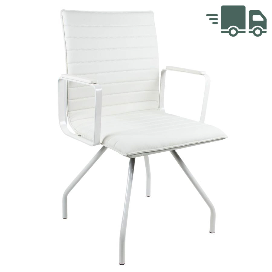 Bejot Orte 3DH 250 - mit Armlehnen - Bezug Kunstleder Keimo weiß - Gestell RAL 9010