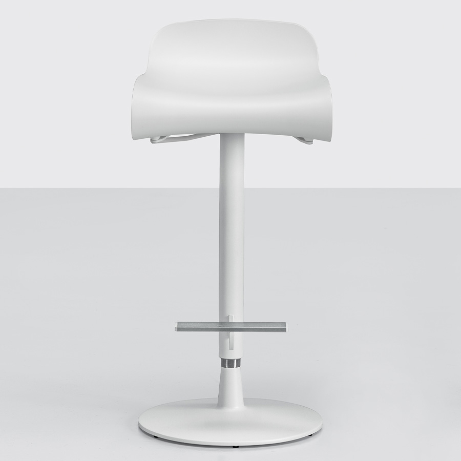Kristalia BCN Barhocker höhenverstellbar Gestell weiß lackiert - Frontansicht
