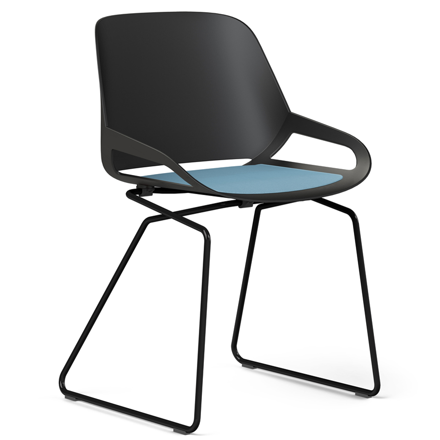 Aeris Numo Kufengestell schwarz - Sitzschale schwarz - Sitzkissen blau