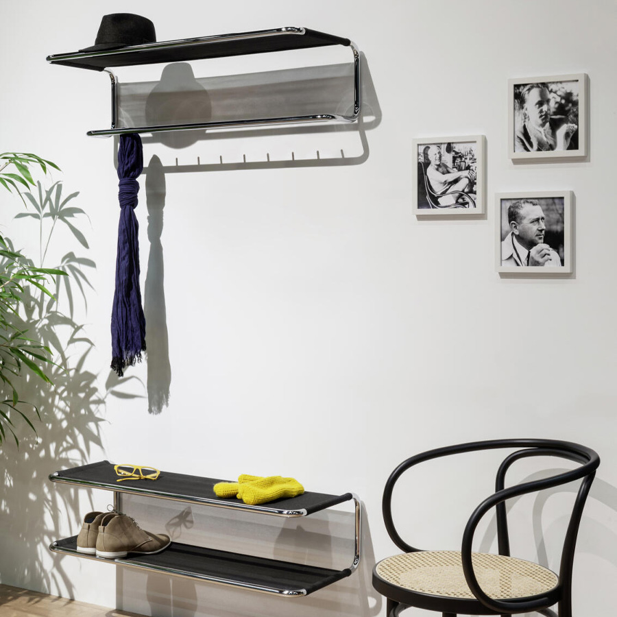 THONET Stahlrohr Garderobe - Hutablage u. Schuhablage - Beispielbild