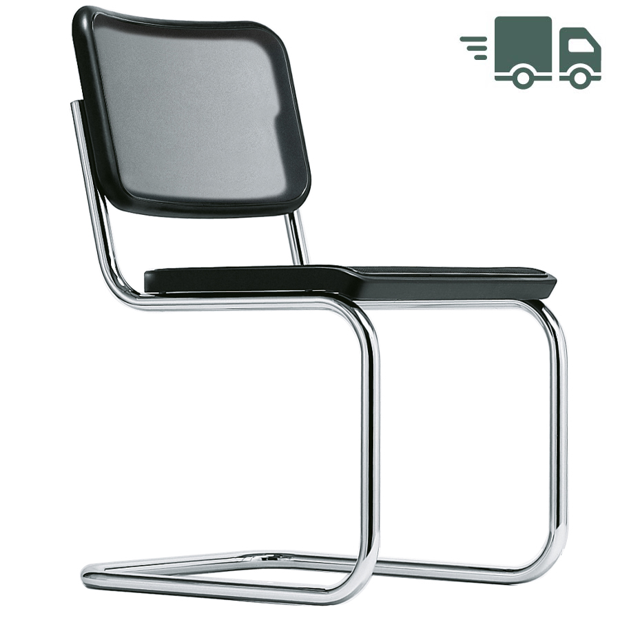 THONET Stahlrohr-Freischwinger S 32 N mit Kunststoffnetzbespannung schwarz