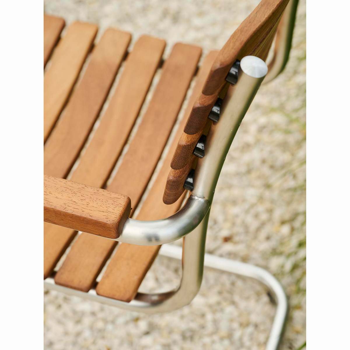 THONET S 40 F Gartenstuhl Stahlrohr-Freischwinger mit Armlehnen | Gestell verchromt