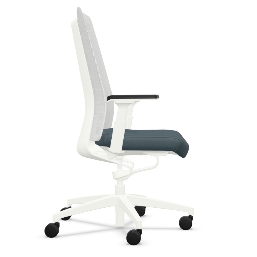 Interstuhl PUREis3 PU21C Sitz grau - Netz weiß - Seitenansicht