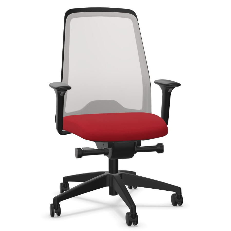 Interstuhl EVERYis1 EV261 FLEXTECH Bürostuhl Netzrücken weiß Polster rot