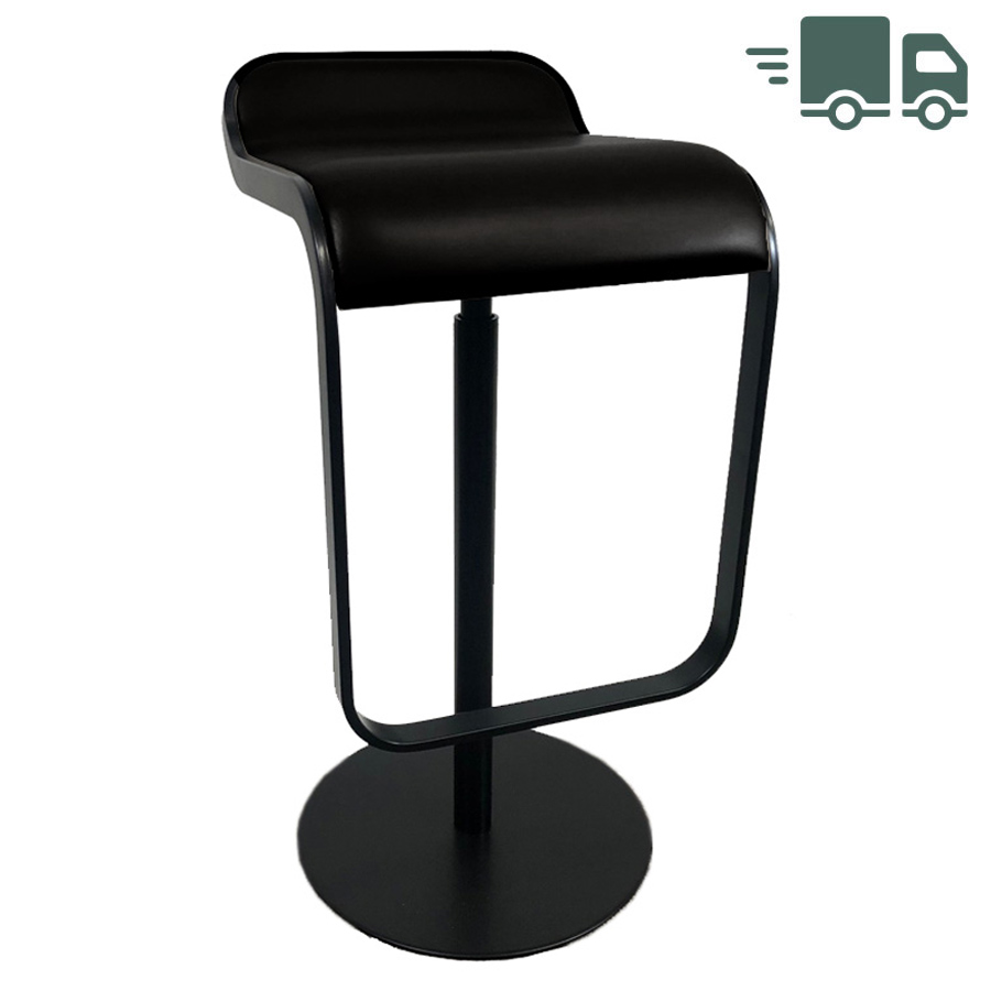 lapalma LEM Barhocker Leder schwarz, Gestell schwarz, Gasfeder schwarz, S80