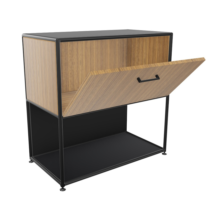 Bosse Regal Black Edition Höhe 2 OH  Breite 80 cm in Funier mit Klappe offen