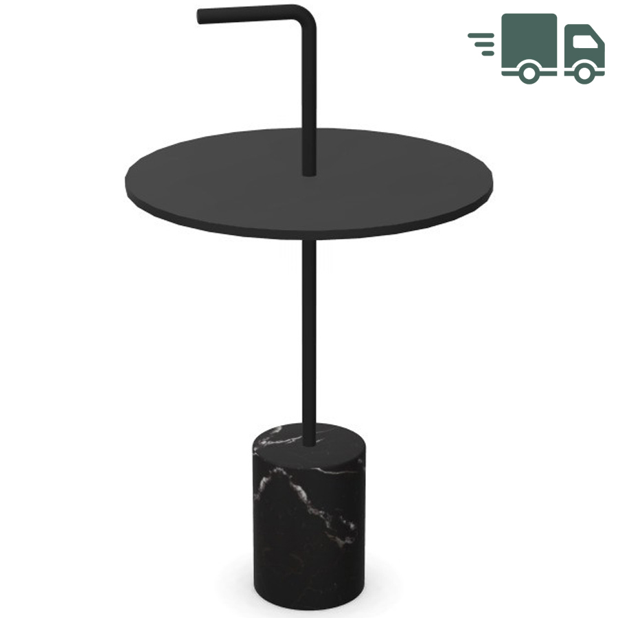 lapalma JEY T41 Beistelltisch | Fenix schwarz | runde Platte | Marmorfuß mit Griff