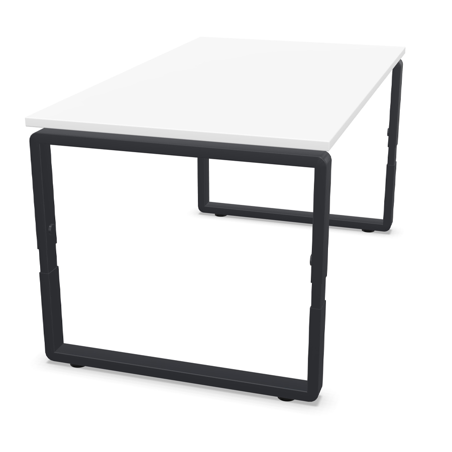 Palmberg Pensum mit Höheneinstellung "Easy Push" - Tischplatte superweiß - Gestell schwarz