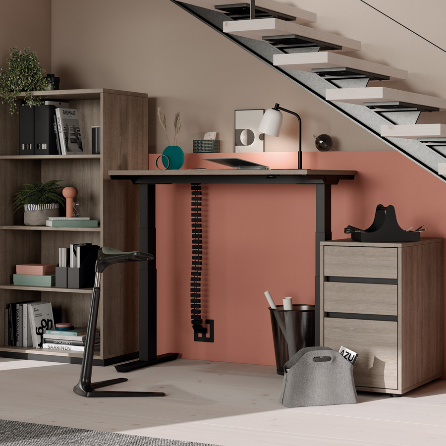 Palmberg Crew T Schreibtisch Nussbaum/anthrazit - elektrisch höhenverstellbar