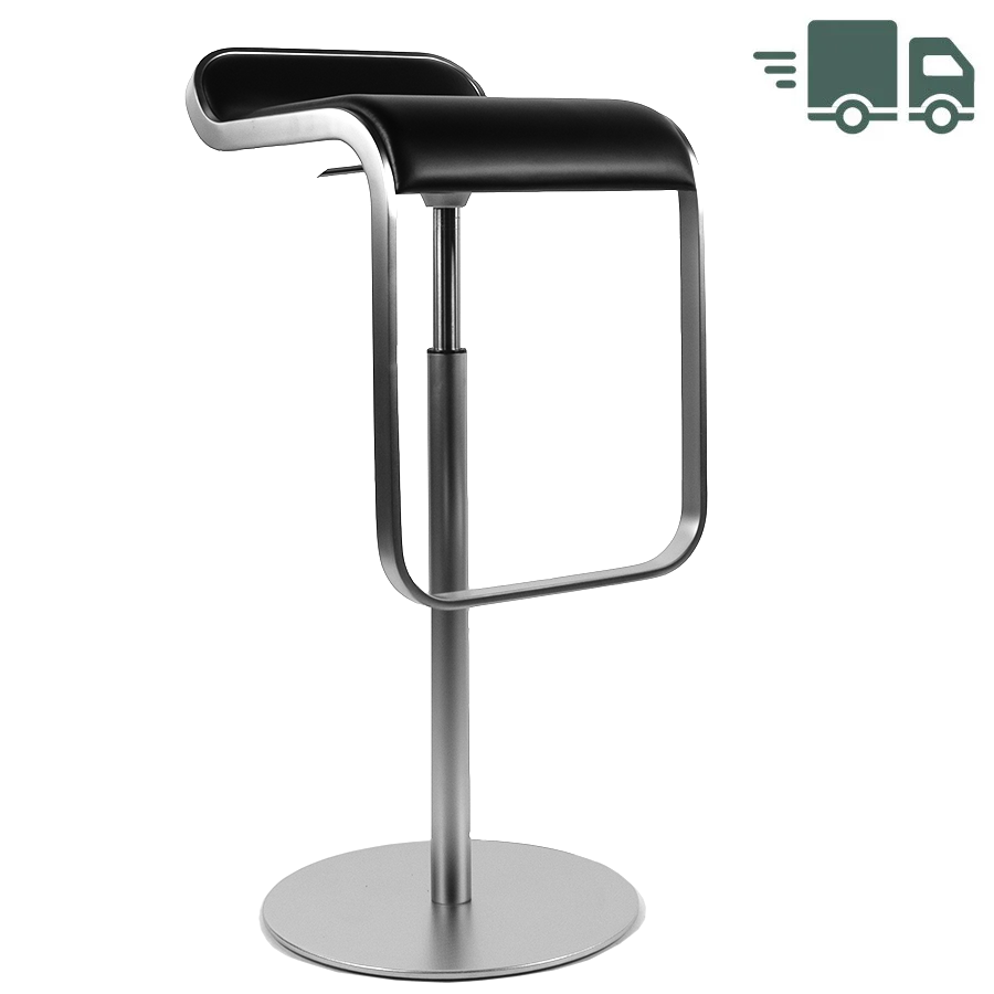 lapalma LEM S80 Barhocker 66-79 cm Leder Schwarz Gestell chrom - seitliche Frontansicht