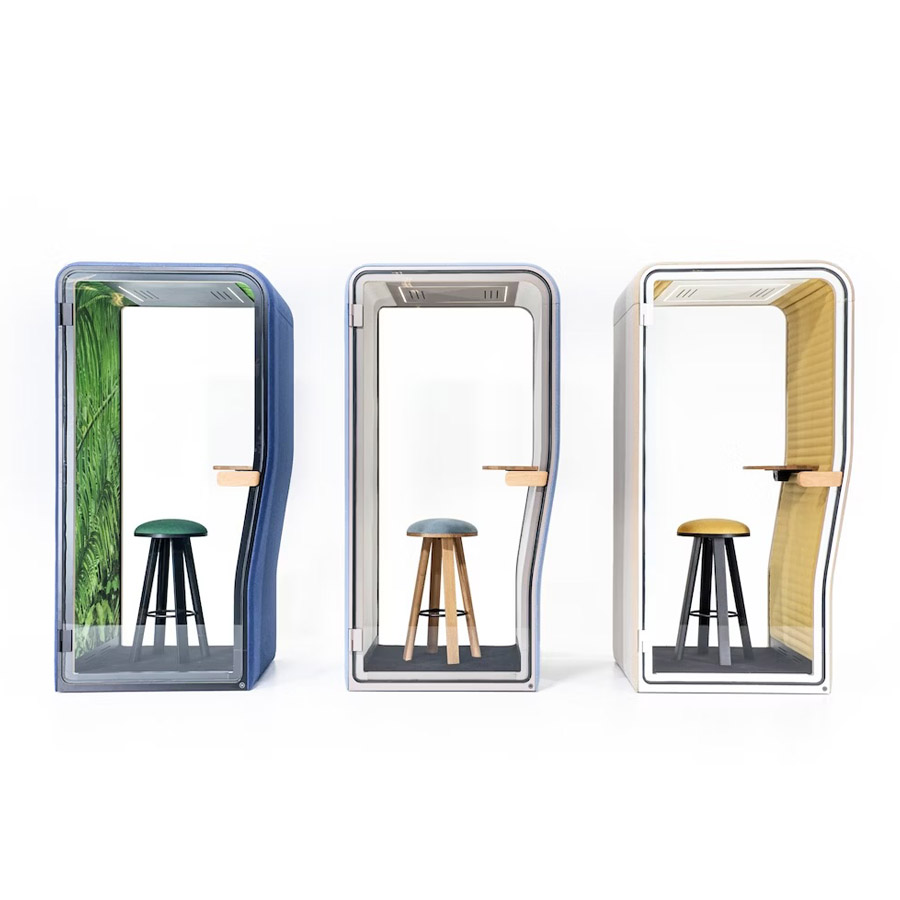 BuzziSpace BuzziNest Booth | Akustik Telefonbox | Beispielbild verschiedene Farben