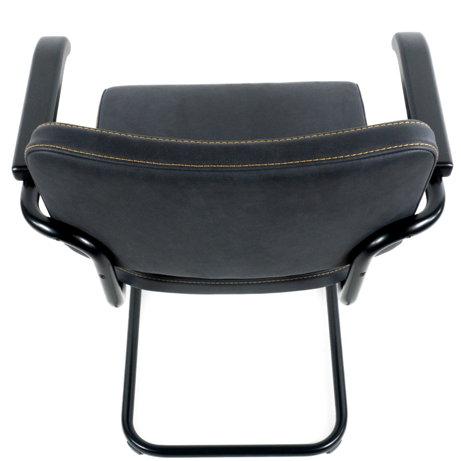 THONET Stahlrohr-Freischwinger S 64 PV | Polstersitz Nubukleder schwarz | Rückansicht