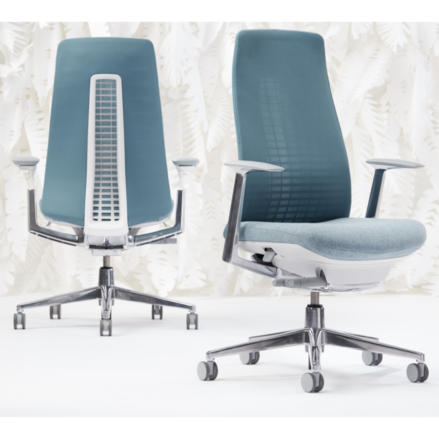 HAWORTH Fern Bürodrehstuhl blau mit Netzrücken