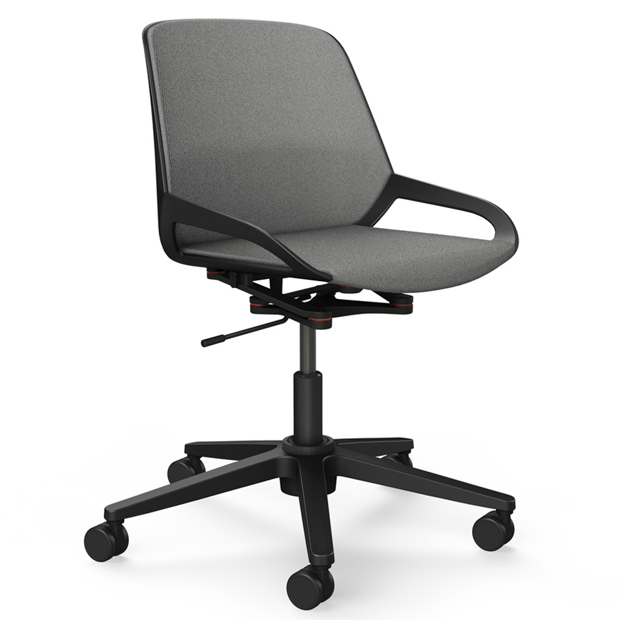 Aeris Numo Task schwarz - Fußkreuz mit Rollen - Sitz- u. Rückenpolster Cura hellgrau