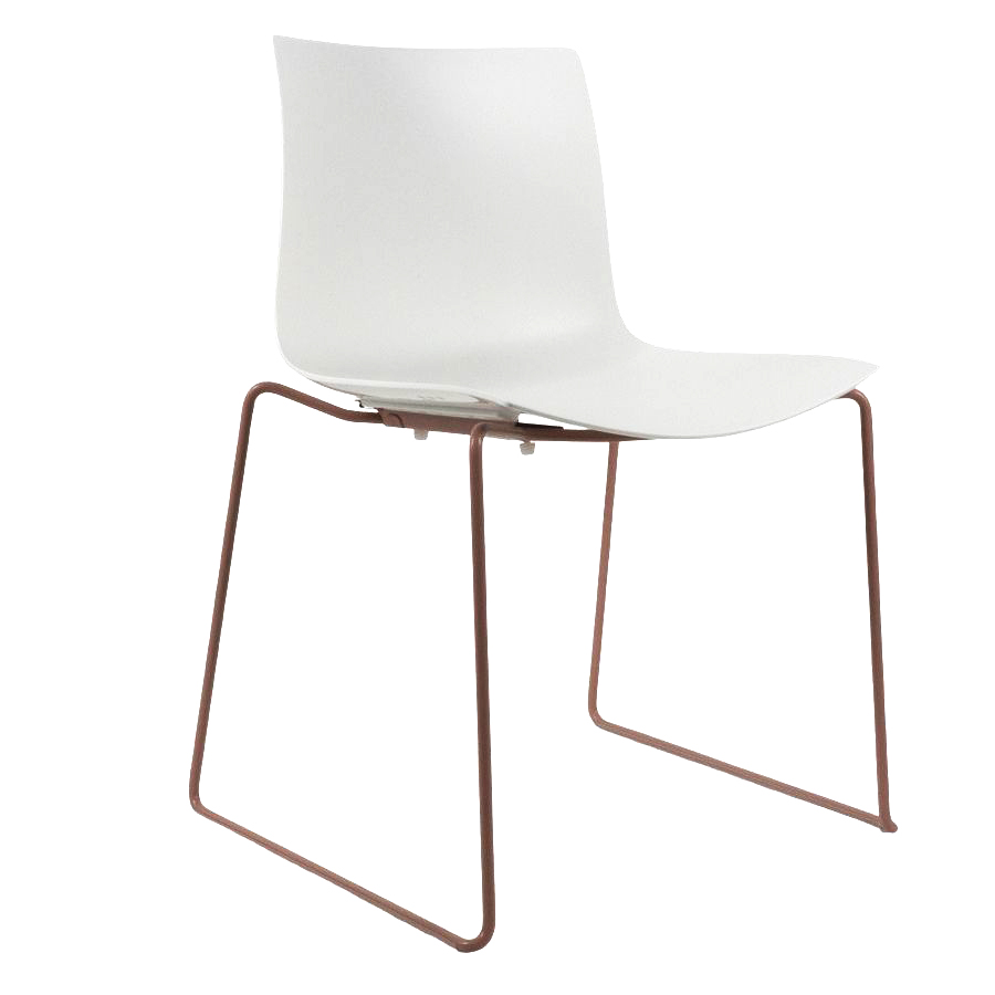 Arper Catifa 46 0278 Schale weiß Kufengestell altrosa