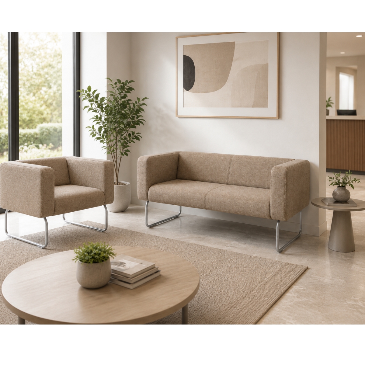 Bejot 2-Sizter Sofa Legvan Stoff beige Wartezimmer (1)